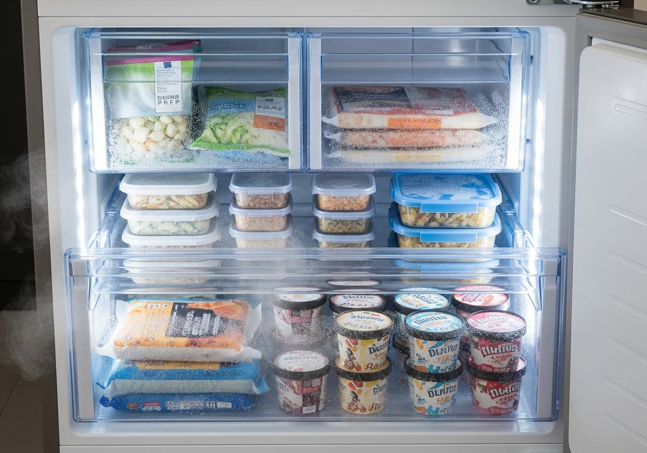 Organized frost-free freezer drawer