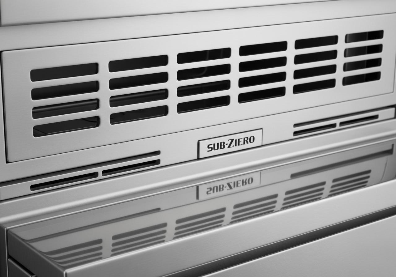 Sub-Zero refrigerator grille detail